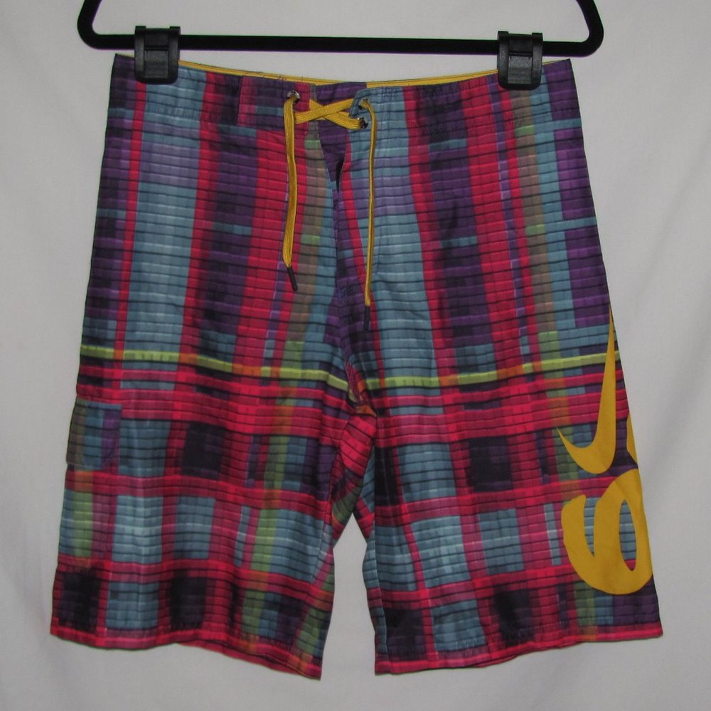 Mens' Nike 6.0 Spell Out Geometric Pattern Board Shorts Swim Trunks Size 20
